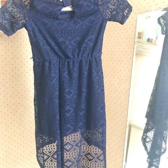 blue dress with long back and short front - Picture 2 of 5